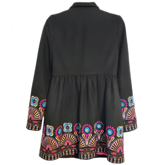 Anthropologie X Plenty by Tracy Reese Elimovna Embroidered Wool Peplum Coat - Picture 4 of 8
